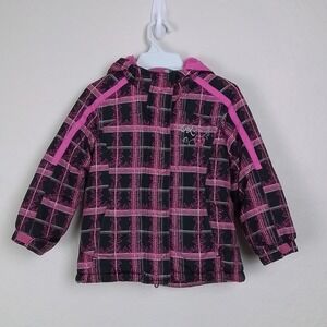 Zero Xposur Girls 4 Pink Black Plaid Hooded Jacket Waterproof Winter Coat‎